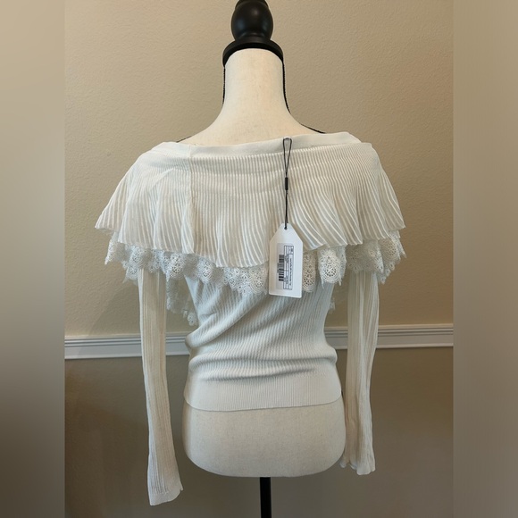 English Factory - off the shoulder frill/lace long sleeve. size large. - Picture 3 of 3